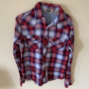 Salt Valley Western Red/Purple Checkered Shirt S